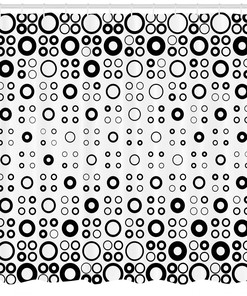 Geometric Circle Shower Curtain, Modern Fabric Bathroom Decor