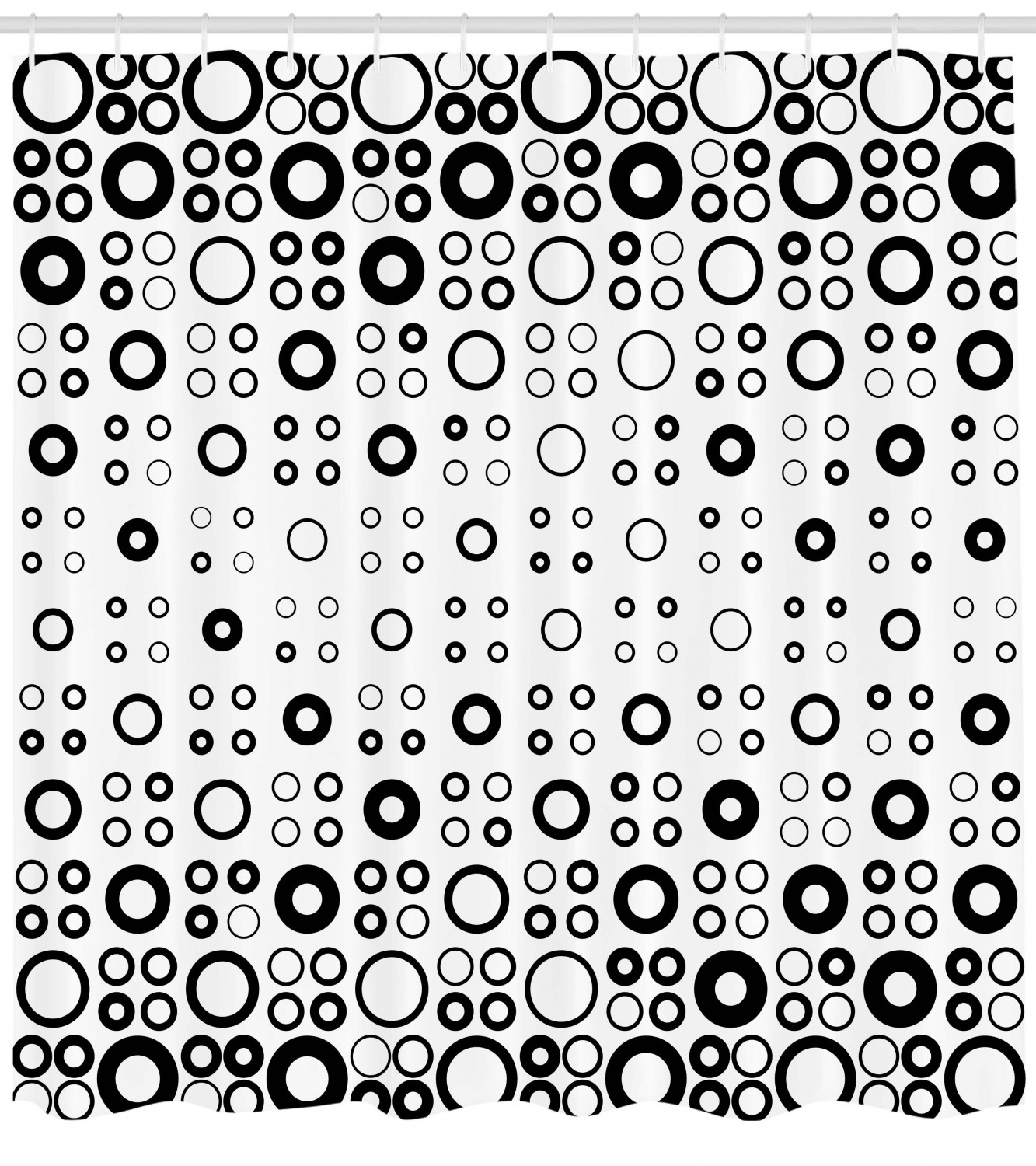 Geometric Circle Shower Curtain, Modern Fabric Bathroom Decor