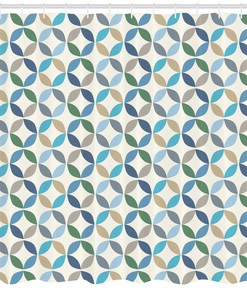 Geometric Circle Shower Curtain, Modern Fabric Bathroom Decor