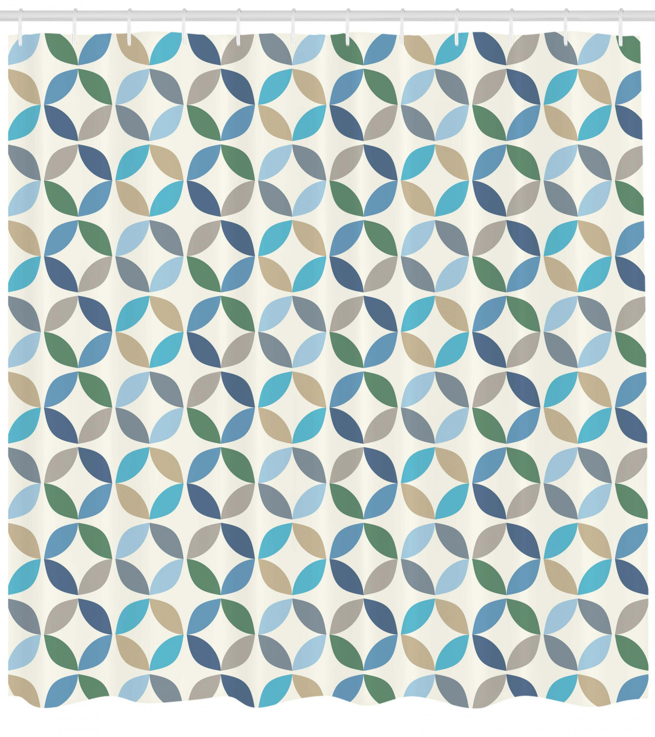 Geometric Circle Shower Curtain, Modern Fabric Bathroom Decor