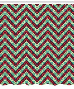 Geometric Circle Shower Curtain, Modern Fabric Bathroom Decor