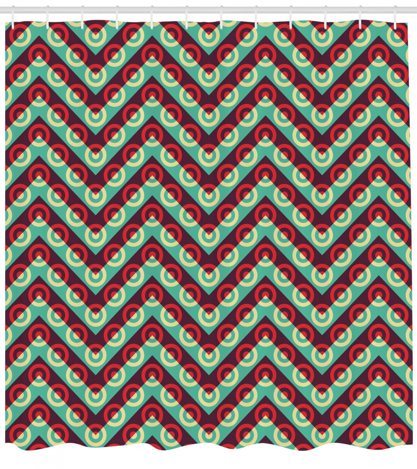 Geometric Circle Shower Curtain, Modern Fabric Bathroom Decor