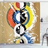 Geometric Circles Printed Shower Curtain, Abstract Art For Modern Bathroom Decor