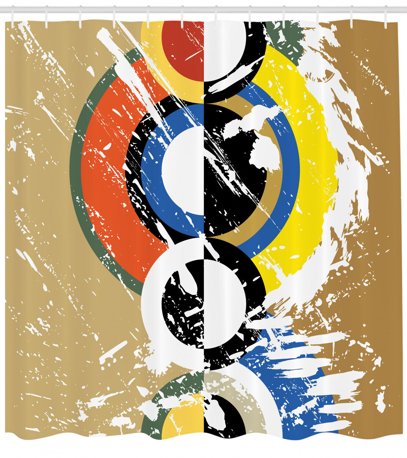 Geometric Circles Printed Shower Curtain, Abstract Art For Modern Bathroom Decor - Image 2