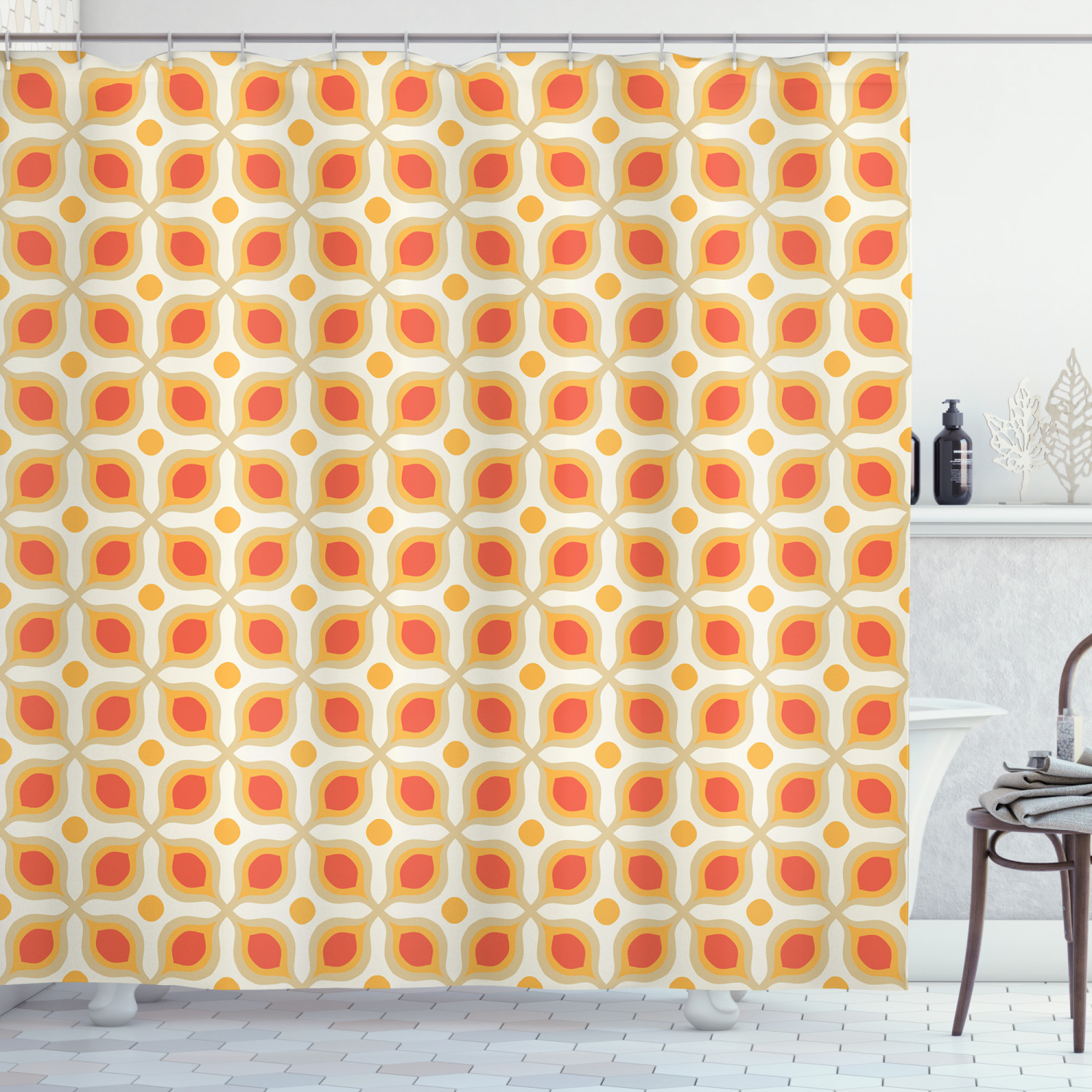 Geometric Cube Patterned Shower Curtain