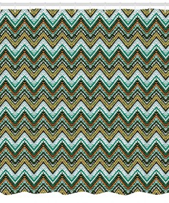 Geometric Design Fabric Shower Curtain With Beautiful Colorful Prints, Great Bathroom Accessory