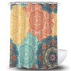 Geometric Design Fabric Shower Curtain With Colorful Floral Mandala Print, Wonderful Bathroom Accessory