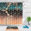 Geometric Diamond Patterns Fabric Shower Curtain With Colorful Print, Elegant Bathroom Decor Accessory