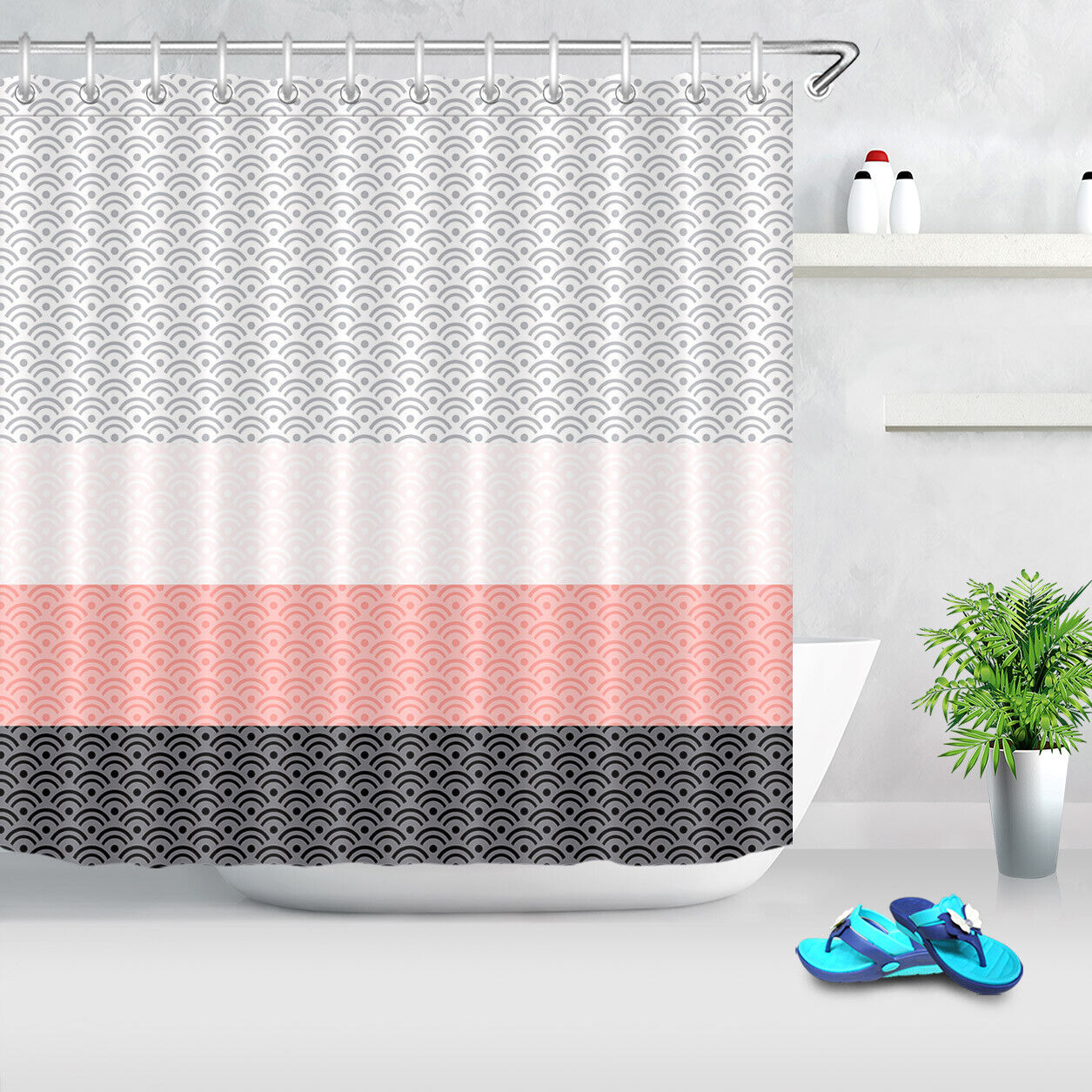 Geometric Diamond Shower Curtain For A Contemporary Bathroom Decor, Modern Bathroom Accessories - Image 2