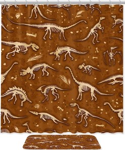 Geometric Dinosaur Bone Brown Shower Curtain For A Modern And Sophisticated Bathroom Look