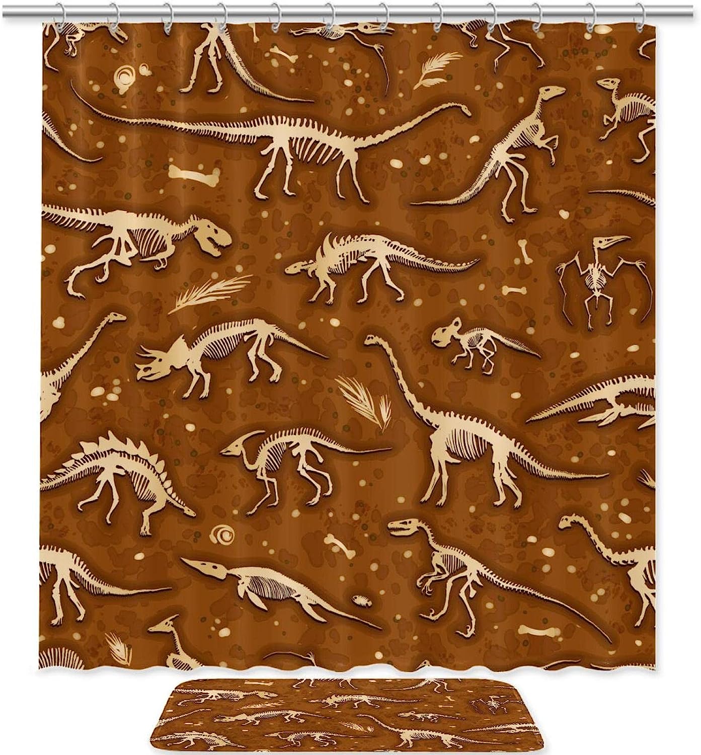 Geometric Dinosaur Bone Brown Shower Curtain For A Modern And Sophisticated Bathroom Look