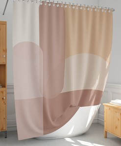 Geometric Earth Colors Mid Century Shower Curtain for a Simple and Chic Bathroom