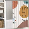 Geometric Face Line Art Print Shower Curtain For Minimalist Bathroom Decor