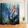 Geometric Fish Scale Mermaid Shower Curtain with Waterproof Fabric - Bathroom Decoration Set Hook and Washable