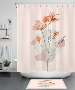 Geometric Flower Mid Century Unique Shower Curtain For Modern Bathroom Decor