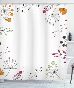 Geometric Flowers Floral Print Shower Curtain for Modern Bathrooms