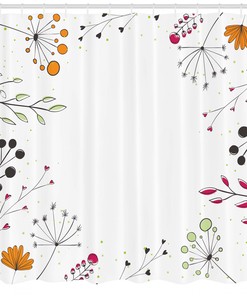 Geometric Flowers Floral Print Shower Curtain for Modern Bathrooms