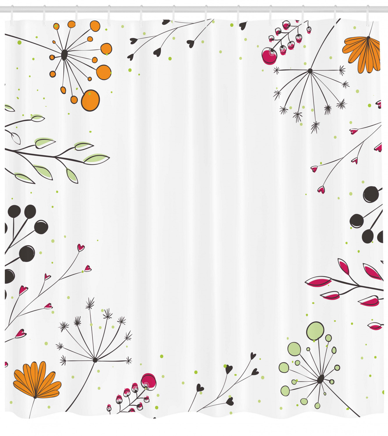 Geometric Flowers Floral Print Shower Curtain for Modern Bathrooms