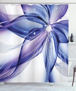 Geometric Flowers Print Shower Curtain For Chic Bathroom Decor