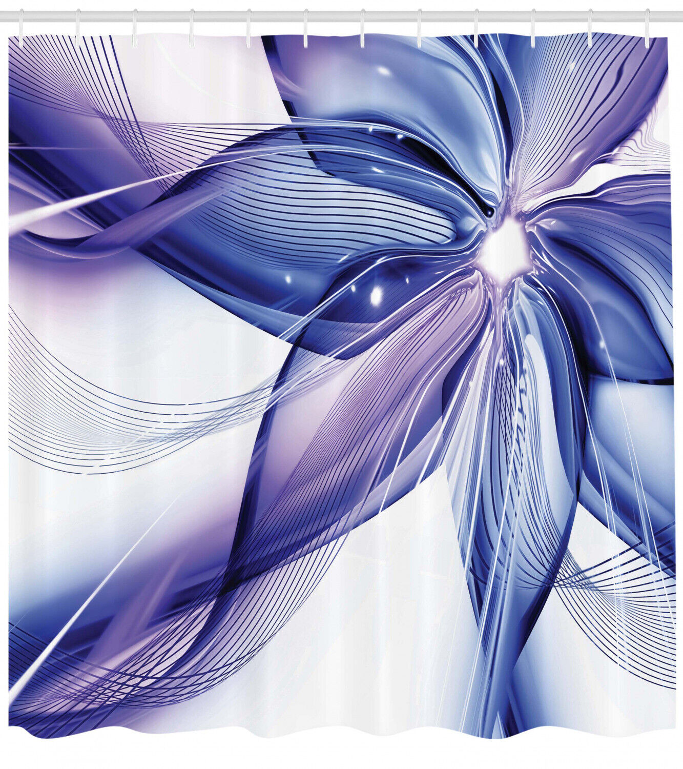 Geometric Flowers Print Shower Curtain For Chic Bathroom Decor - Image 2