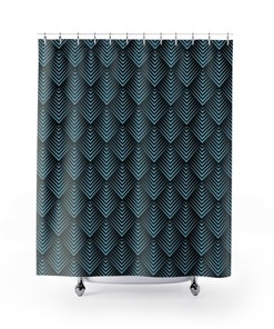 Geometric Green 3D Design Shower Curtain For Modern Bathroom Decor