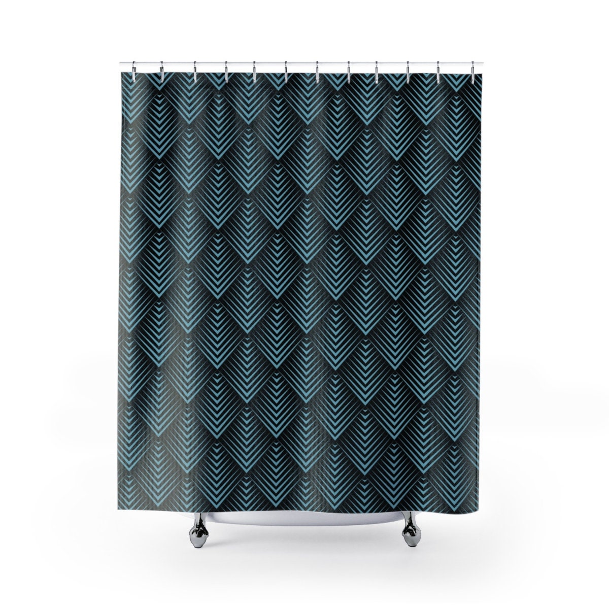Geometric Green 3D Design Shower Curtain For Modern Bathroom Decor