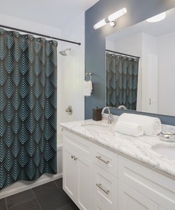 Geometric Green 3D Design Shower Curtain For Modern Bathroom Decor