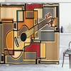 Geometric Guitar Funky Print Music Shower Curtain for Bathroom 