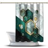 Geometric Hexagonal Shapes Shower Curtain With A Marmor Green Twist For A Polished Bathroom