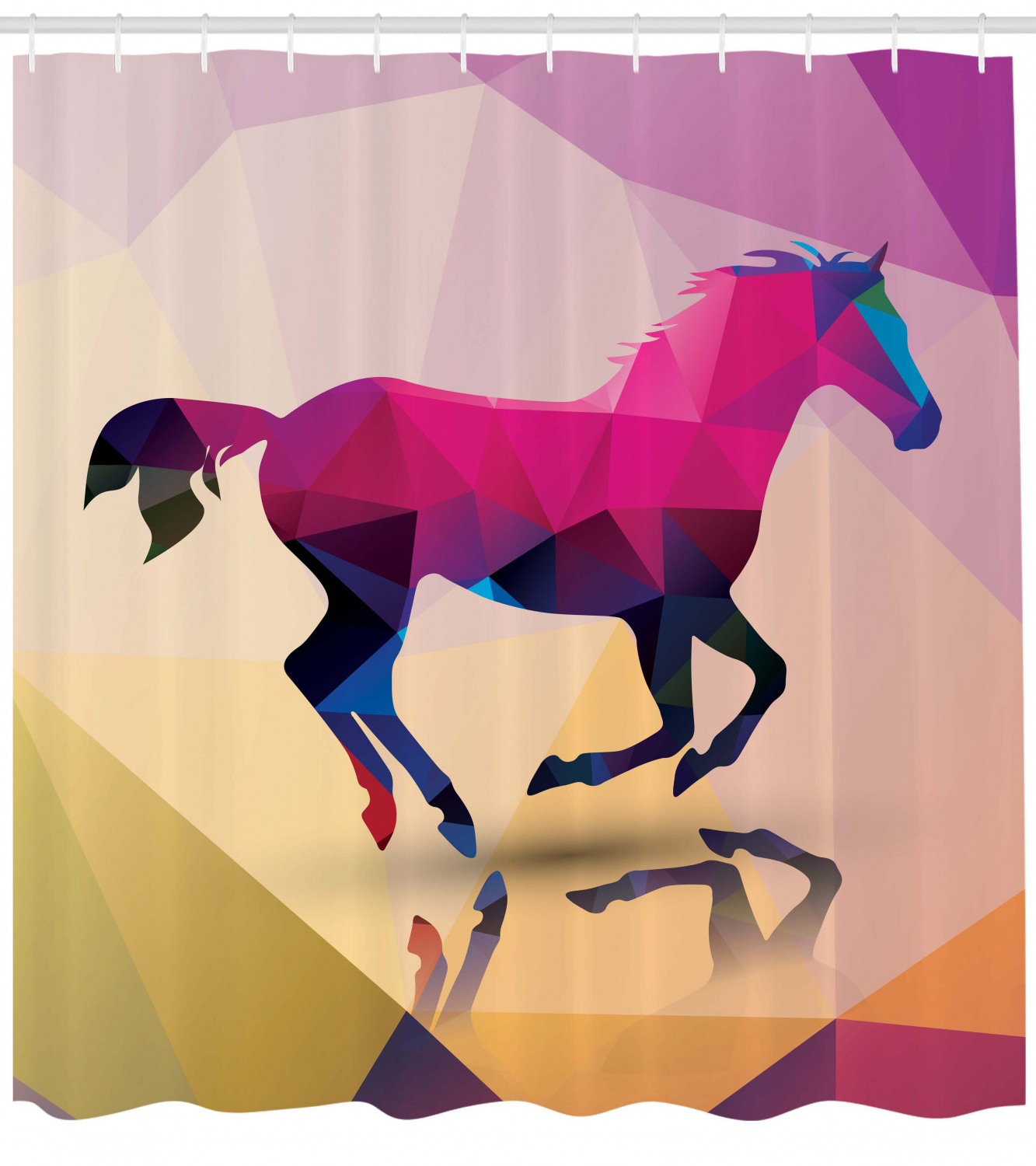 Geometric Horse Animal Print Shower Curtain For Animal Lovers' Bathroom Decor - Image 2