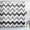 Geometric Illustration Wood Shower Curtain, Chevron Design Bathroom Decor