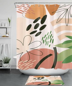 Geometric Leaves Shower Curtain - Minimalist Abstract Bathroom Accessory