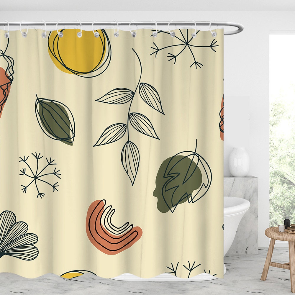 Geometric Line Art Chic Shower Curtain For Modern Bathroom Decor
