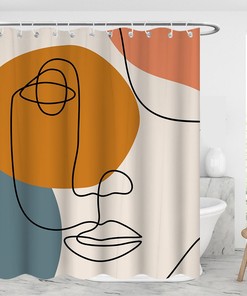 Geometric Line Art Christmas Gifts Shower Curtain For Modern Bathroom Decor