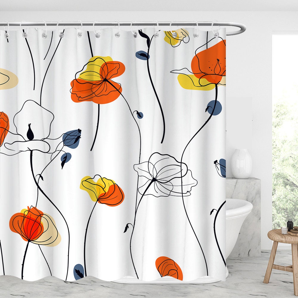 Geometric Line Art Father'S Day Gift Shower Curtain For Modern Bathroom Decor