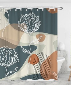 Geometric Line Art Modern Fabric Shower Curtain For Minimalist Bathroom Decor