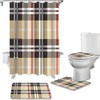 Geometric Line Stripe Plaid Print Fabric Shower Curtain for Modern Bathroom Decor