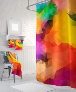 Geometric Mosaic Pattern LGBT Art Shower Curtain Design