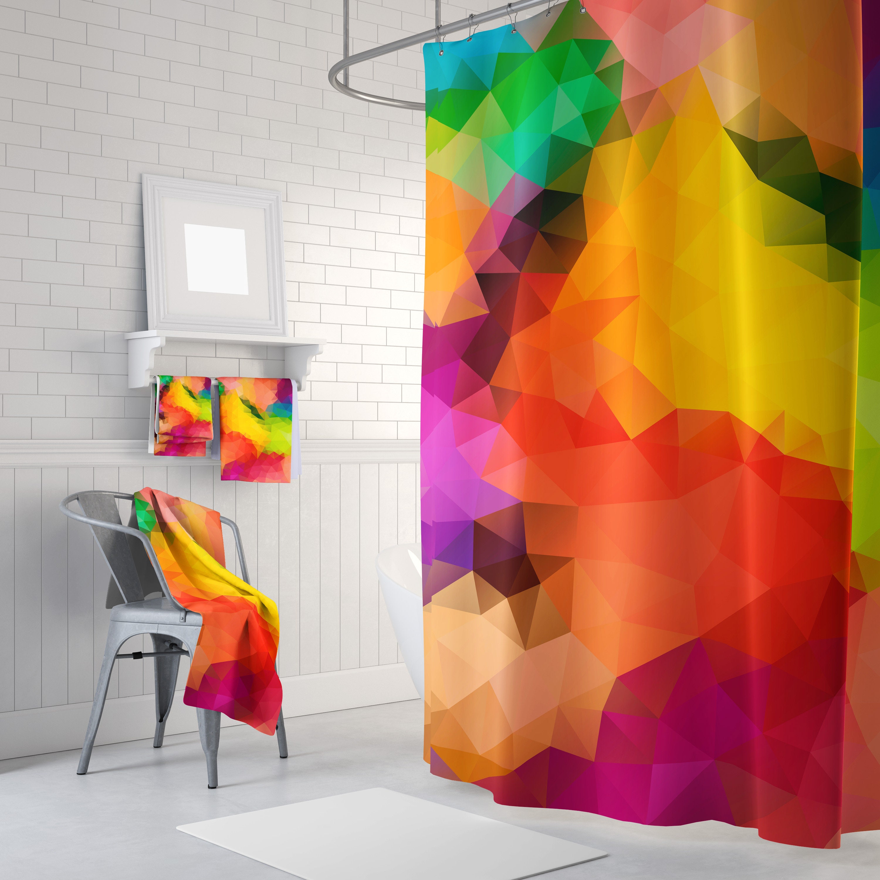 Geometric Mosaic Pattern LGBT Art Shower Curtain Design