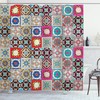 Geometric Mosaic Tiles Print Colorful Shower Curtain For Modern Bathroom Aesthetic