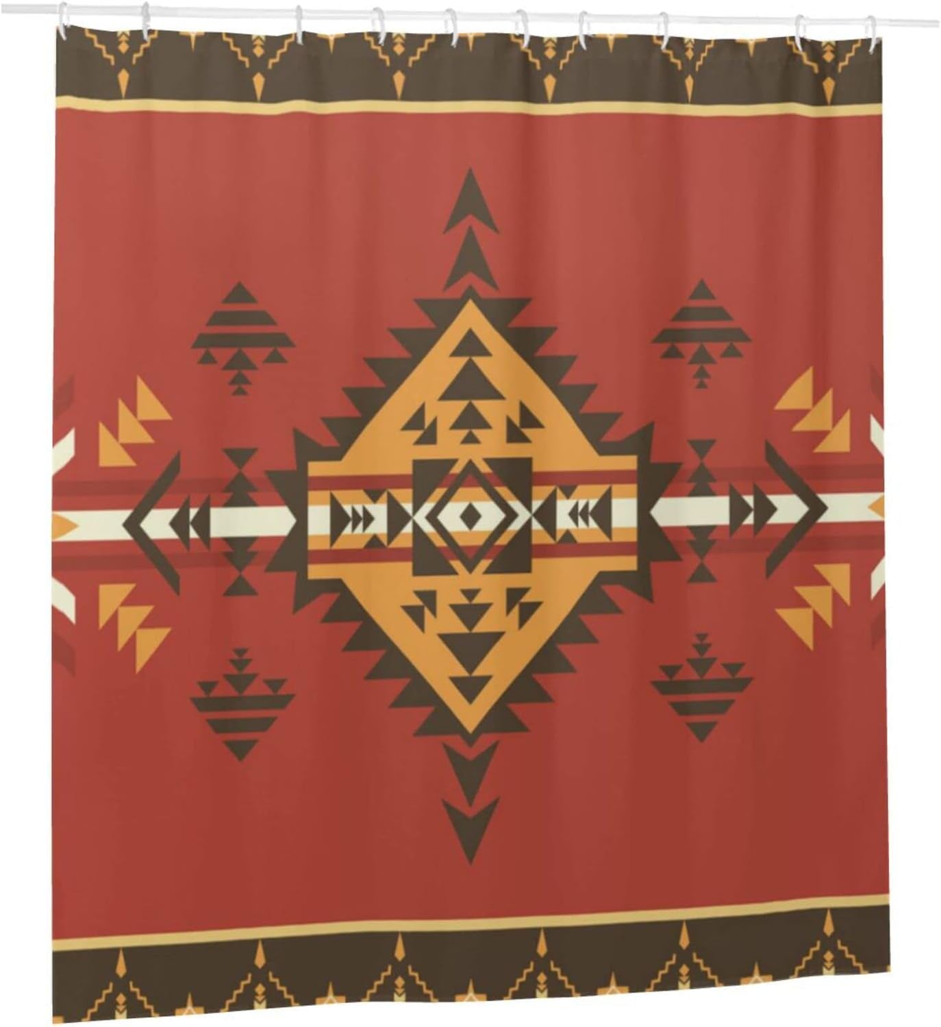 Geometric Native American Indian Pattern Shower Curtain For Ethnic Bathroom Decor.