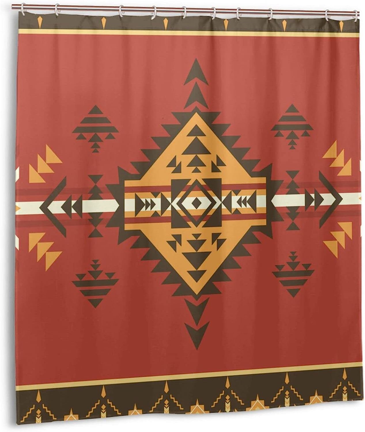 Geometric Native American Indian Pattern Shower Curtain For Ethnic Bathroom Decor.