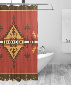 Geometric Native American Indian Pattern Shower Curtain For Ethnic Bathroom Decor.