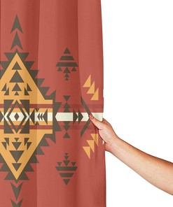 Geometric Native American Indian Pattern Shower Curtain For Ethnic Bathroom Decor.