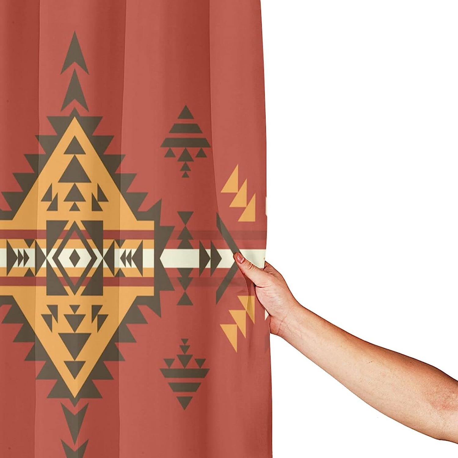 Geometric Native American Indian Pattern Shower Curtain For Ethnic Bathroom Decor.