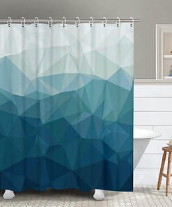 Geometric Ombre Shower Curtain with Contemporary Design, Modern Bathroom Decor 