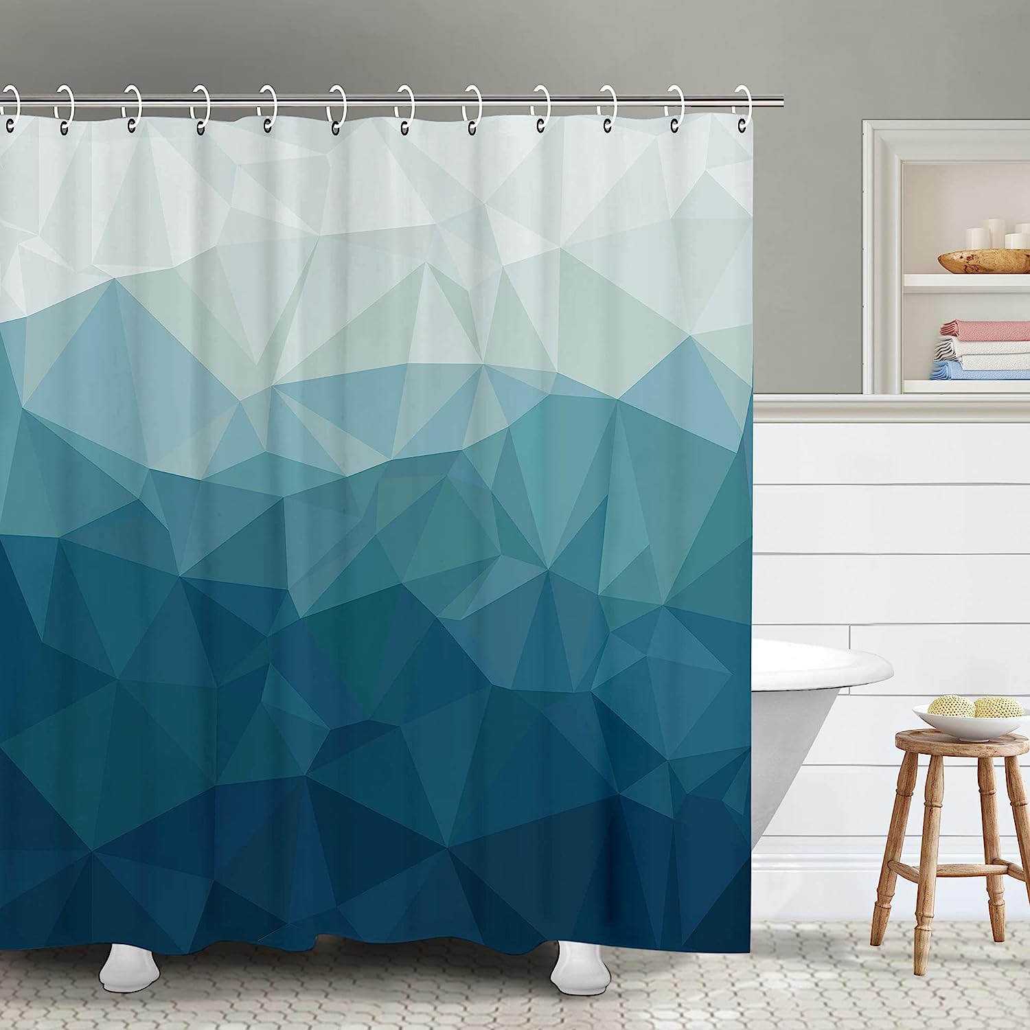Geometric Ombre Shower Curtain with Contemporary Design, Modern Bathroom Decor