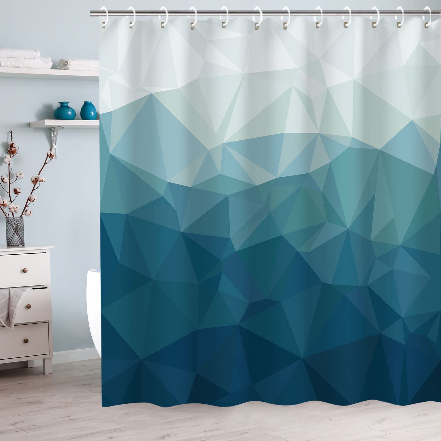 Geometric Ombre Shower Curtain with Contemporary Design, Modern Bathroom Decor