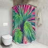 Geometric Palm Trees Botanical Lavender Shower Curtain for Tropical Bathroom 