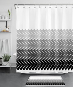 Geometric Pattern Abstract Art Shower Curtain For Bathroom